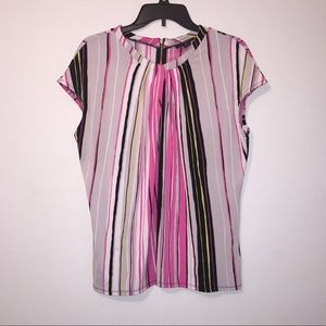 Worthington Striped Pattern Cap Sleeve Blouse